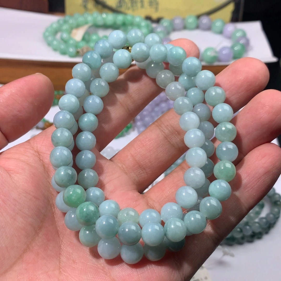 手链翡翠未镶嵌天空蓝项链卡8.1