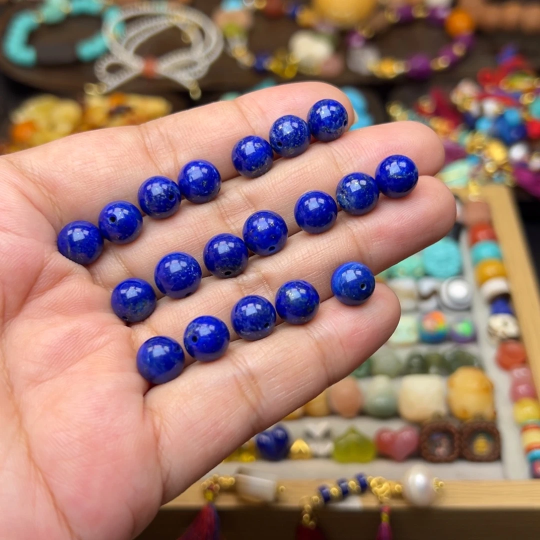 青金石未镶嵌8mm老料圆珠发一个