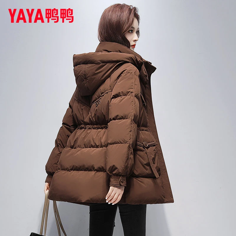 YAYA/鸭鸭羽绒服2025冬季新款女中长款时尚加厚保暖收腰百搭外套