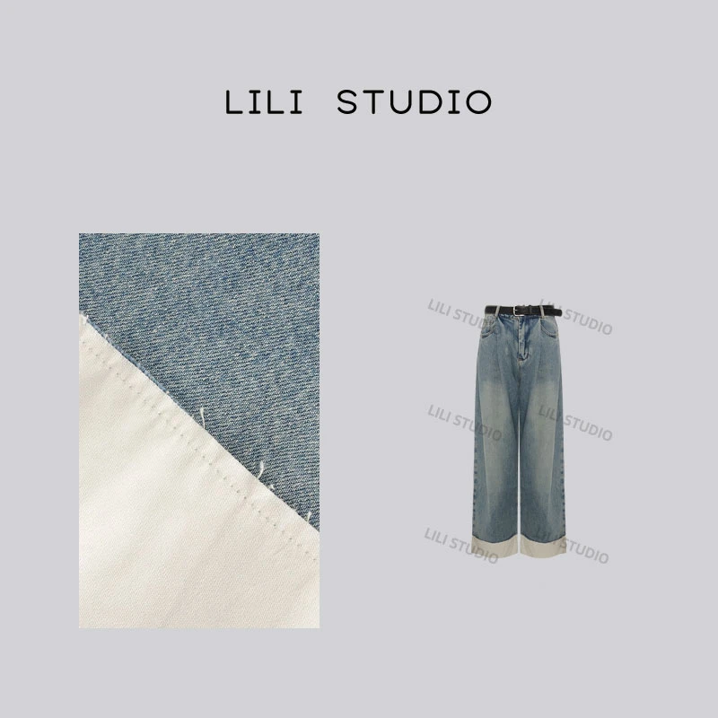 「做旧辣妹」不理理夏季早秋新款高定设计复古甜酷阔腿牛仔裤0025