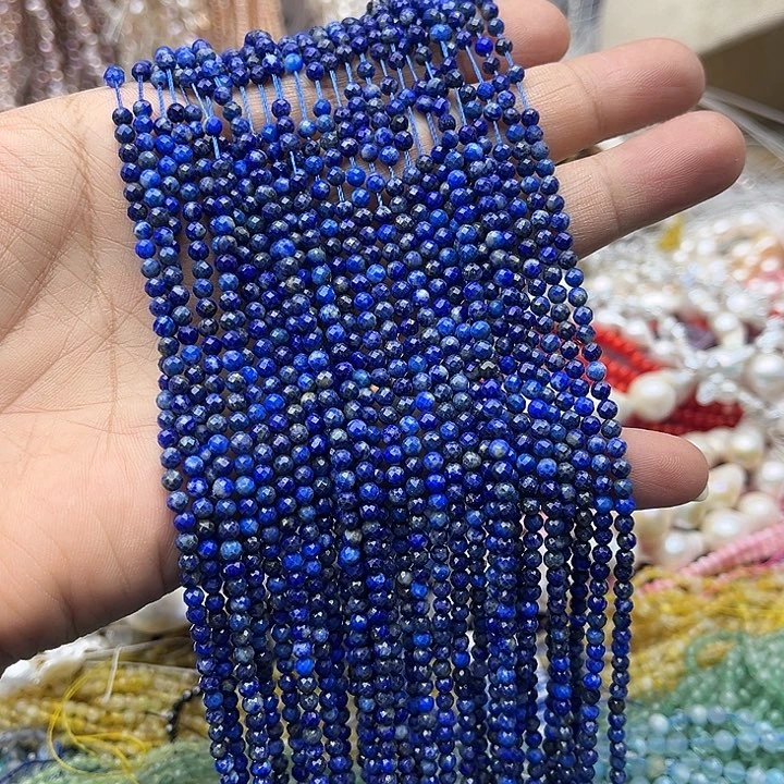 玛瑙/玉髓未镶嵌珠宝半成品一条3mm左右青金刻面