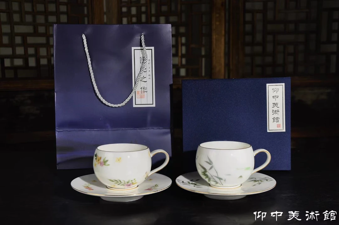 中式陶瓷龙蛋咖啡花茶杯描金创意家用下午茶高颜值礼物