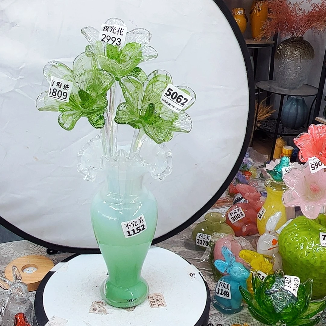1夜光1花1瑕花1瓶家悦琉璃工艺品