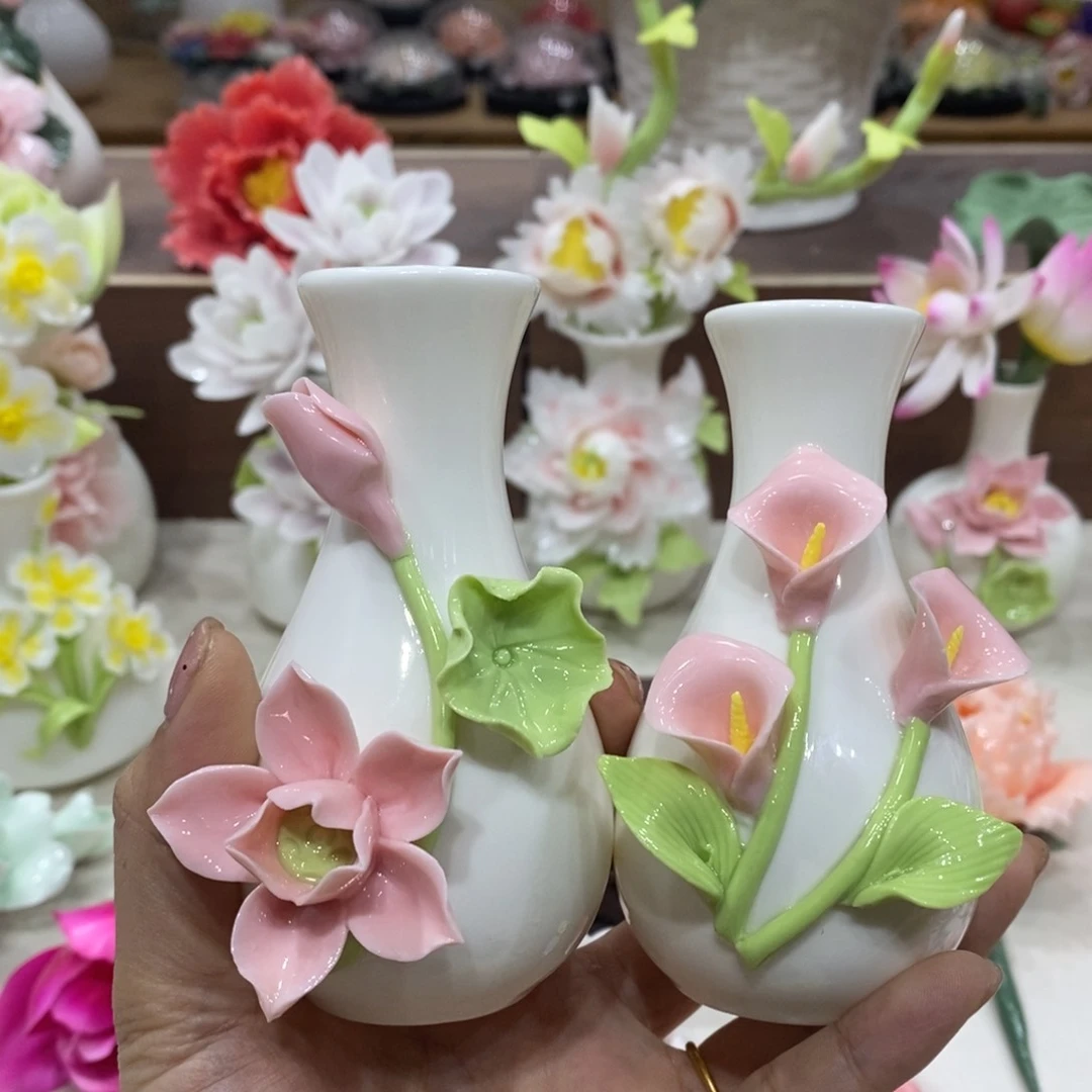 瓷片陶瓷手工花摆件