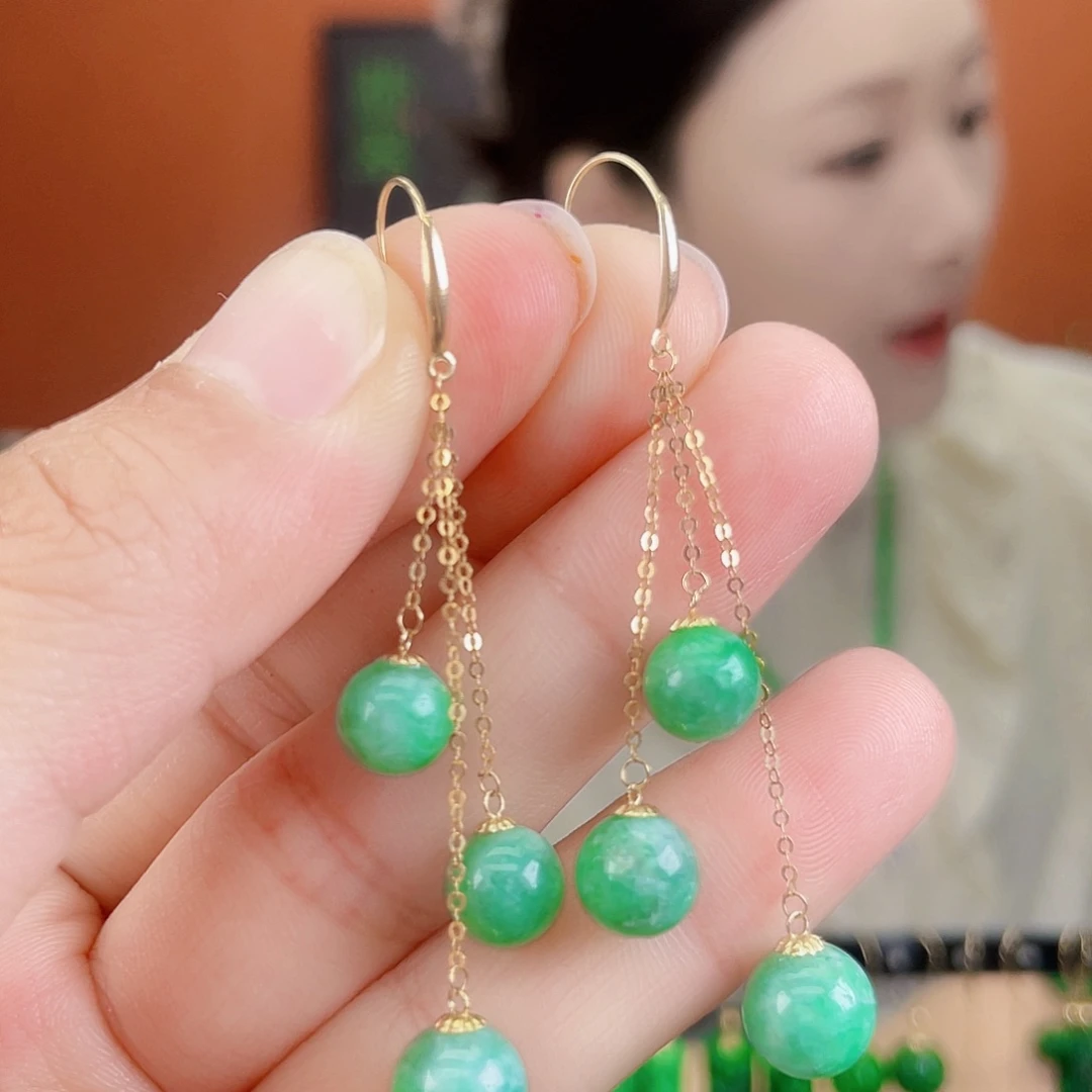 翡翠18K金镶嵌耳饰