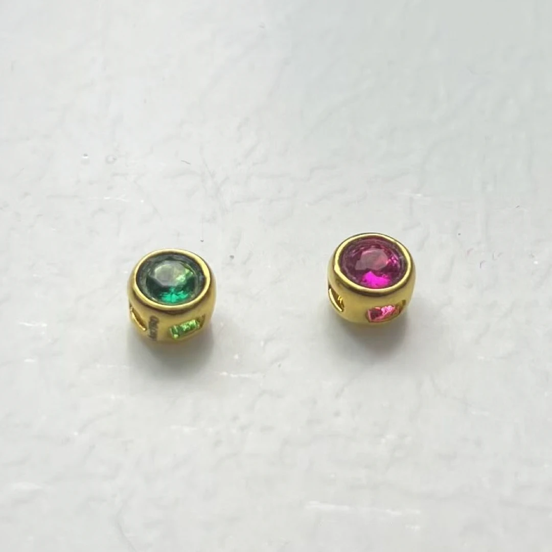 【质检发货】18K 豪镶圆珠通孔diy 配件