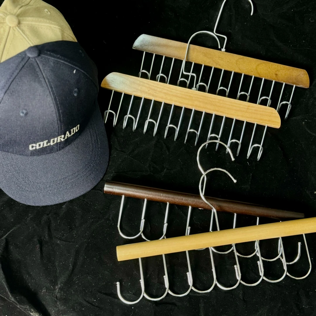 （2支装）实木八钩衣架领带皮带收纳裤袜吊带收纳家用衣柜神器