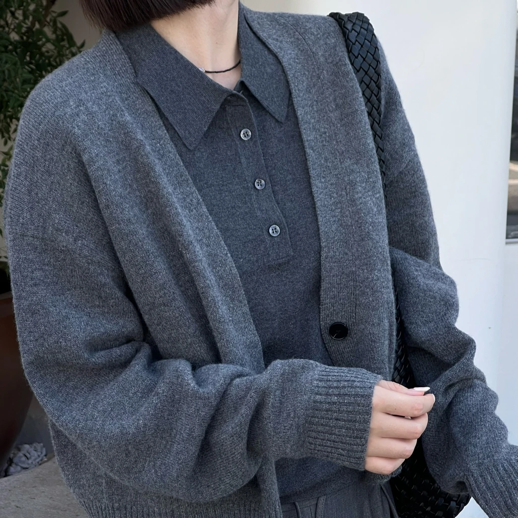 YU TONG v领毛衣外套