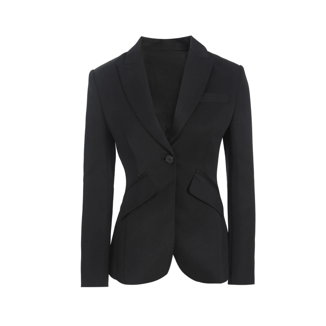 黑色双口袋收腰西装韩版小西装气质网红休闲修身商务0019