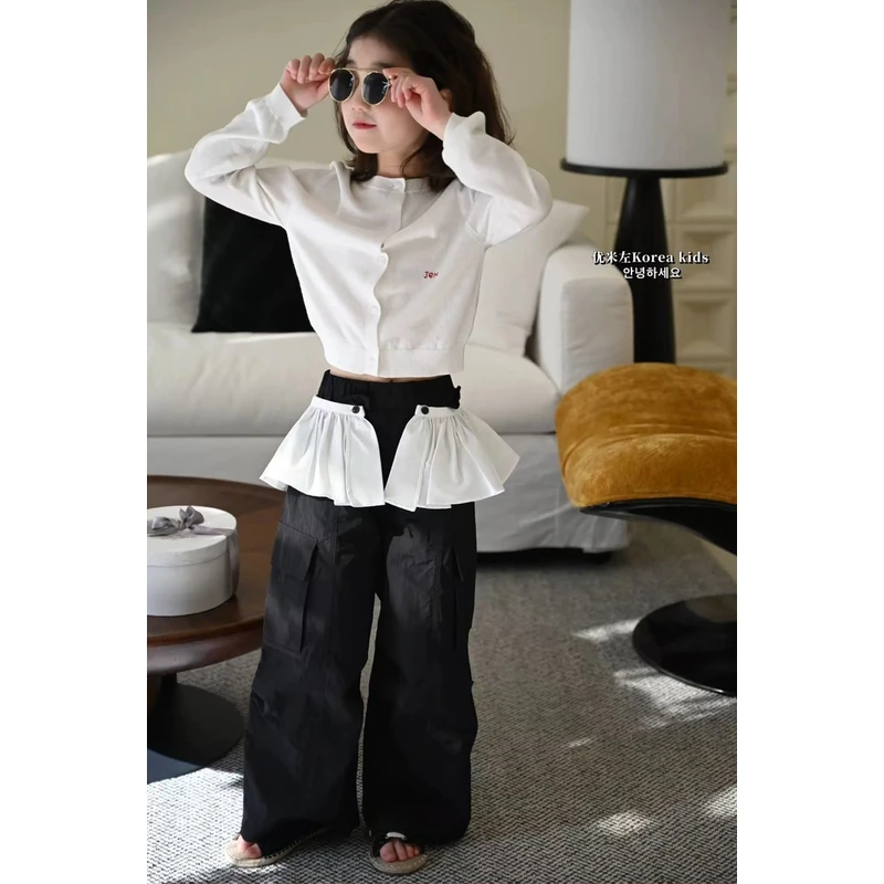 童装休闲裤女童百搭裤洋气时髦2025新款女孩宽松屁帘工装裤可拆卸