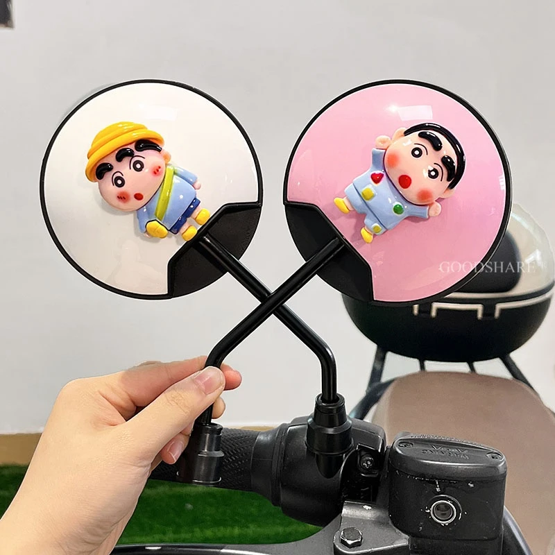 电动车后视镜雅迪爱玛台铃适用可爱卡通蜡笔小新电瓶车高清反光镜