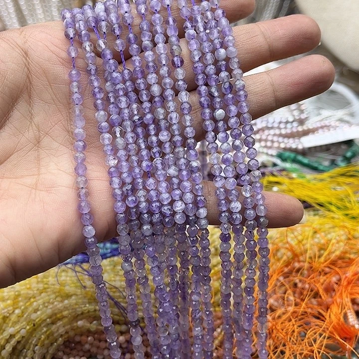 玛瑙/玉髓未镶嵌珠宝半成品yt4mm左右薰衣草紫晶