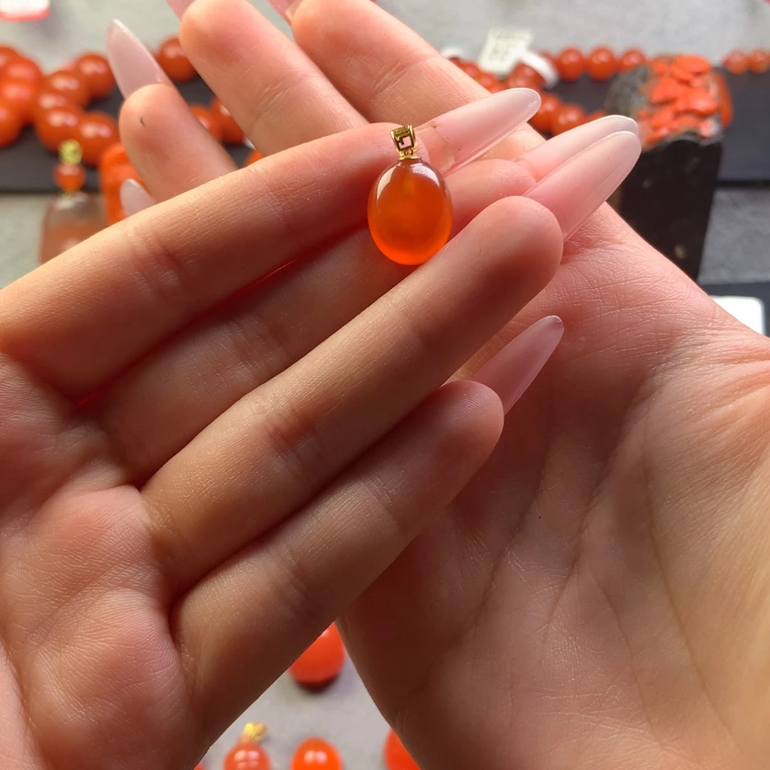 南红玛瑙未镶嵌冰橘吊坠