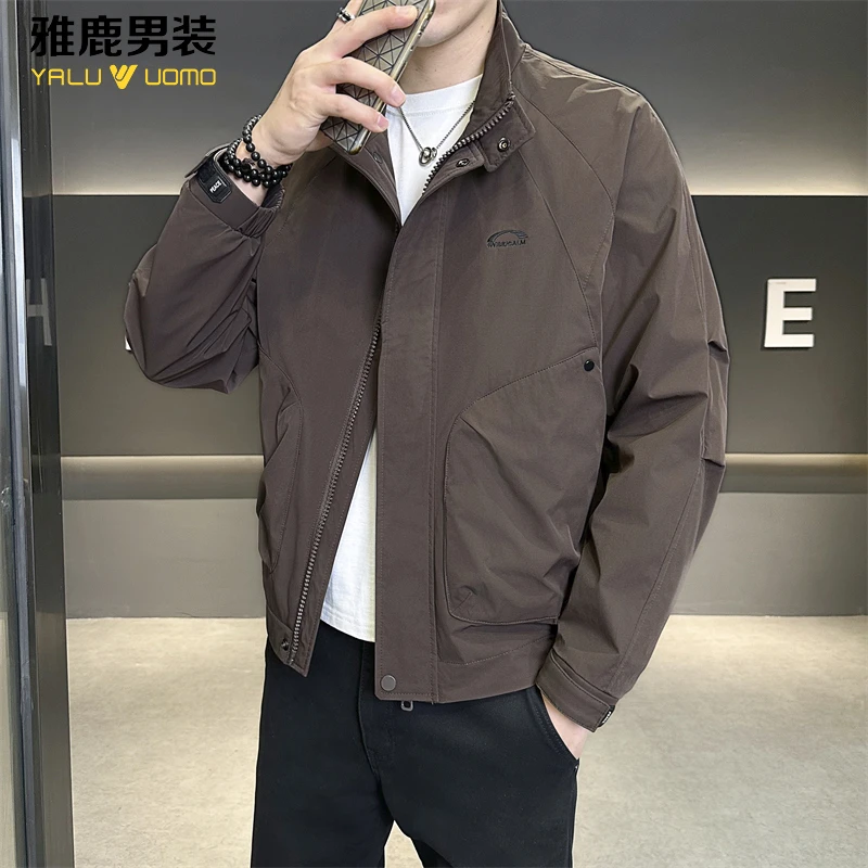 雅鹿男装春装外套男2025春季新款潮流宽松工装夹克男士立领上衣
