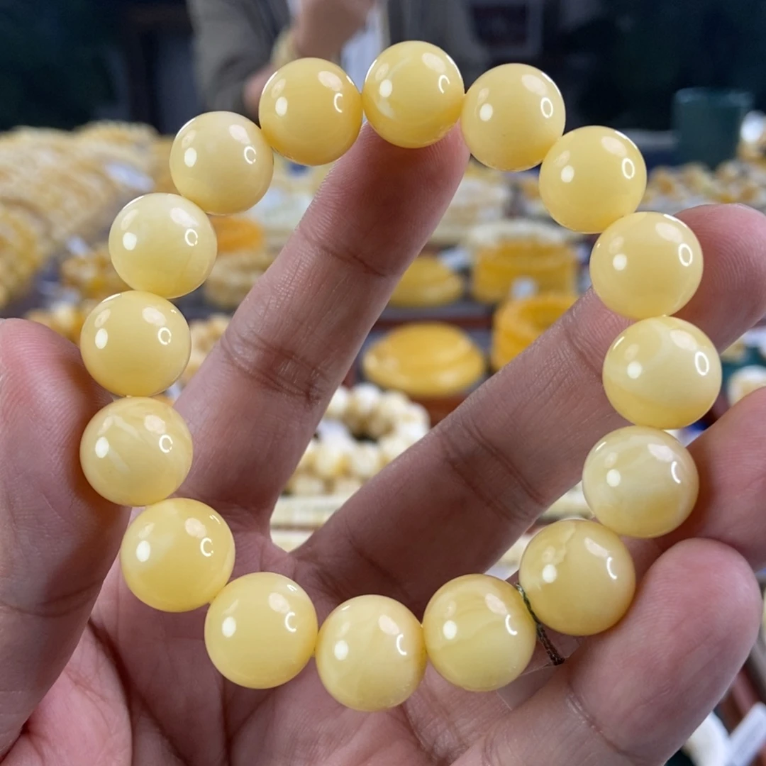 琥珀珠宝奇石未镶嵌13+浓蜡手串20.23