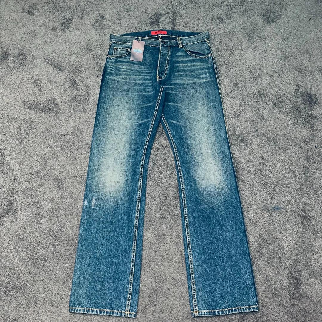 99新 HugoBoss/雨果博斯 水洗蓝色直筒牛仔裤/30码/80腰围
