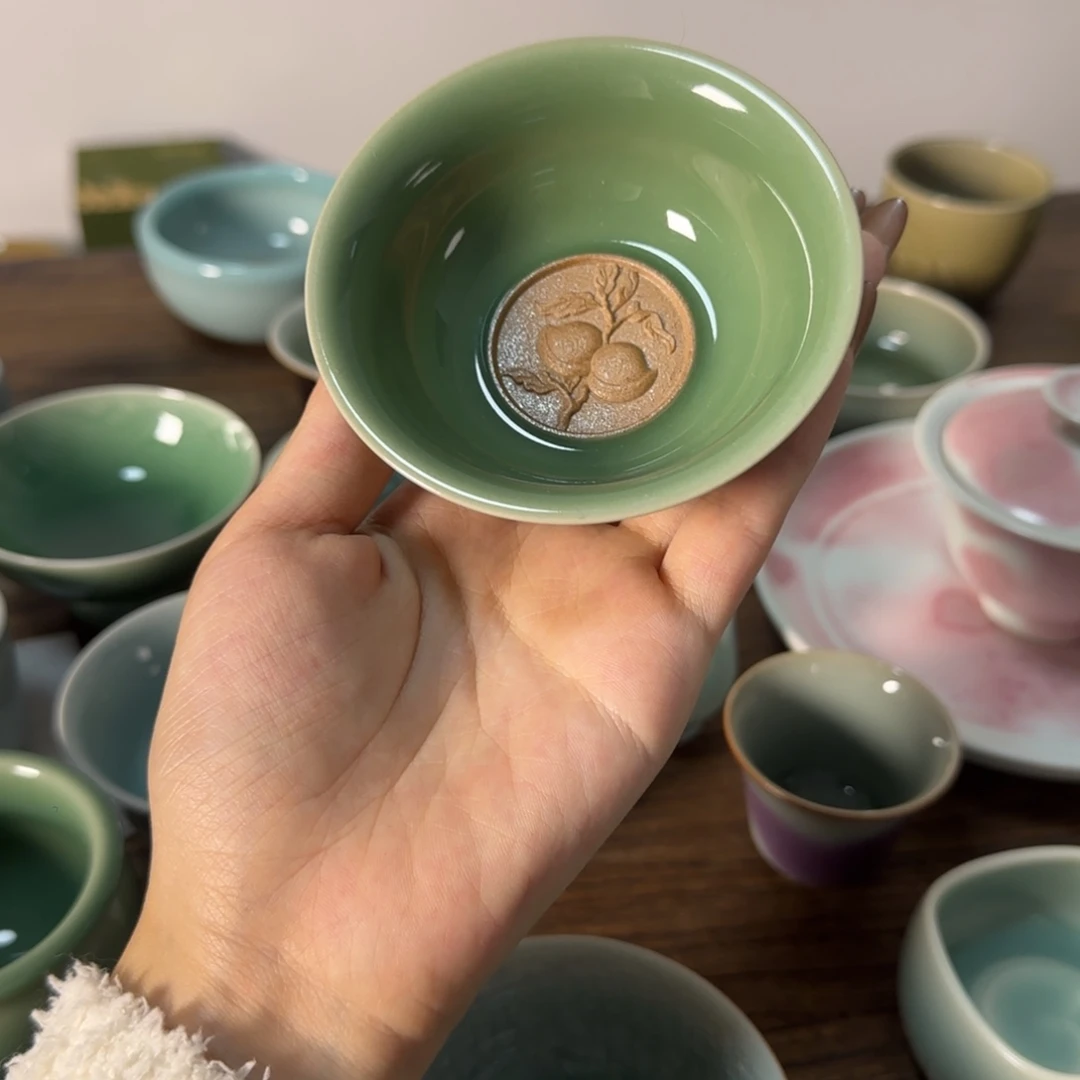瓷片龙泉青瓷主人杯