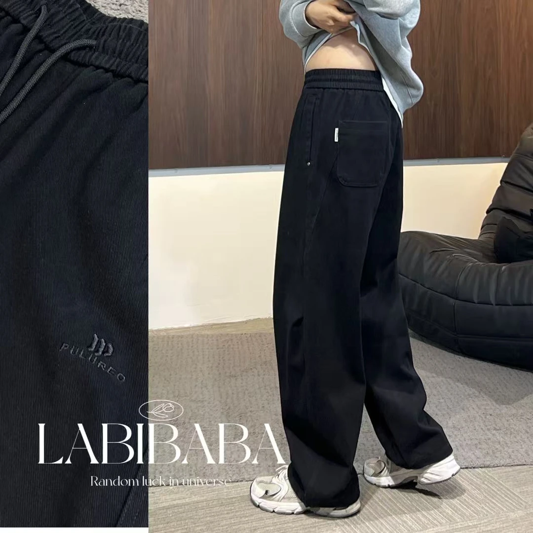 『LABIBABA』8082秋季新款男女情侣装/全棉轻工装/简约水洗休闲裤