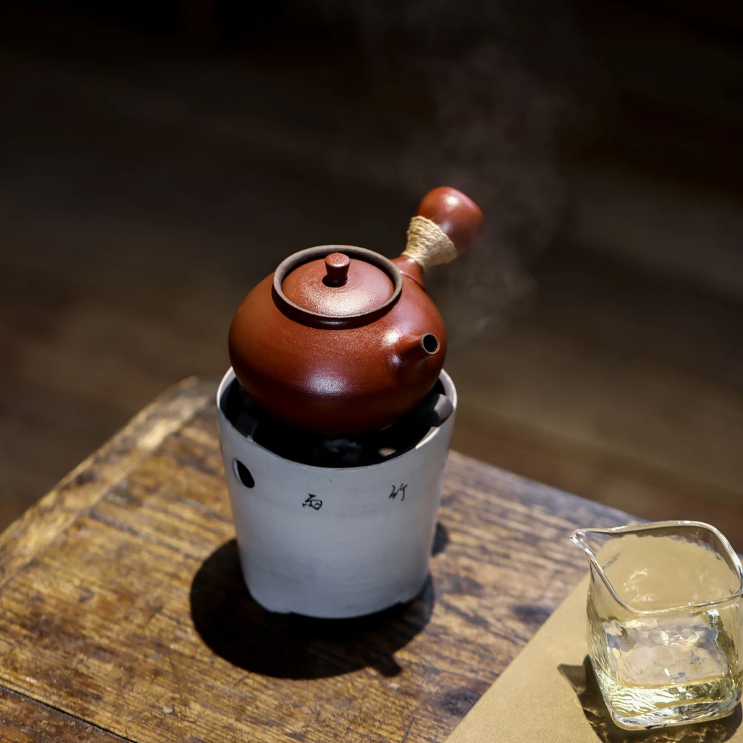 百垚百垚纯手工山楂红温茶炉诗文炉酒精炉侧把壶套组围炉煮茶