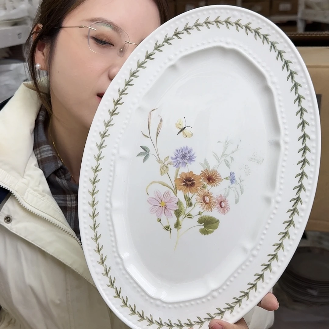 骨瓷14英寸鱼盘一个瑕疵品不忒不还39米包邮