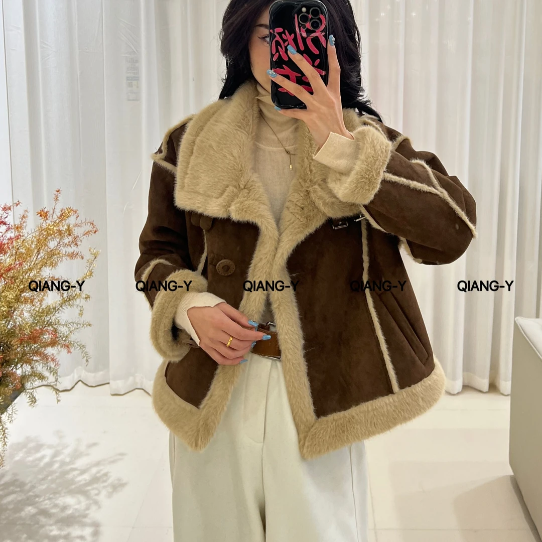 修身型短款纯色设计师冬季短外套秋冬INS风保暖拼接961