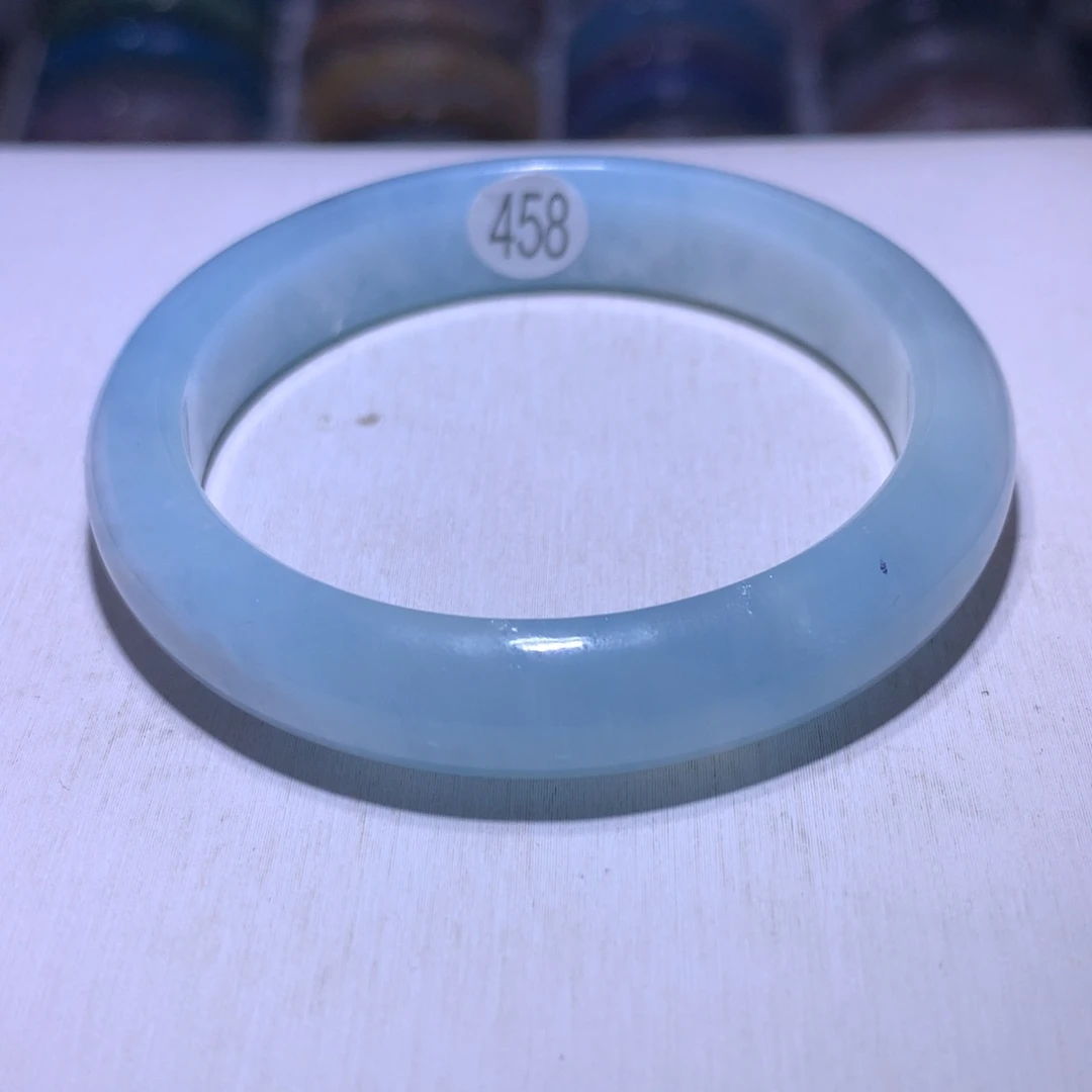 银S925镶嵌手镯水晶海蓝宝51.5圈458