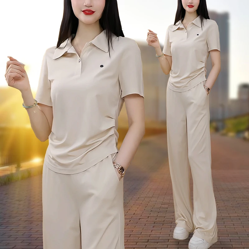 Polo领运动服套装女士夏季2025年新款时尚减龄显瘦洋气短袖两件套
