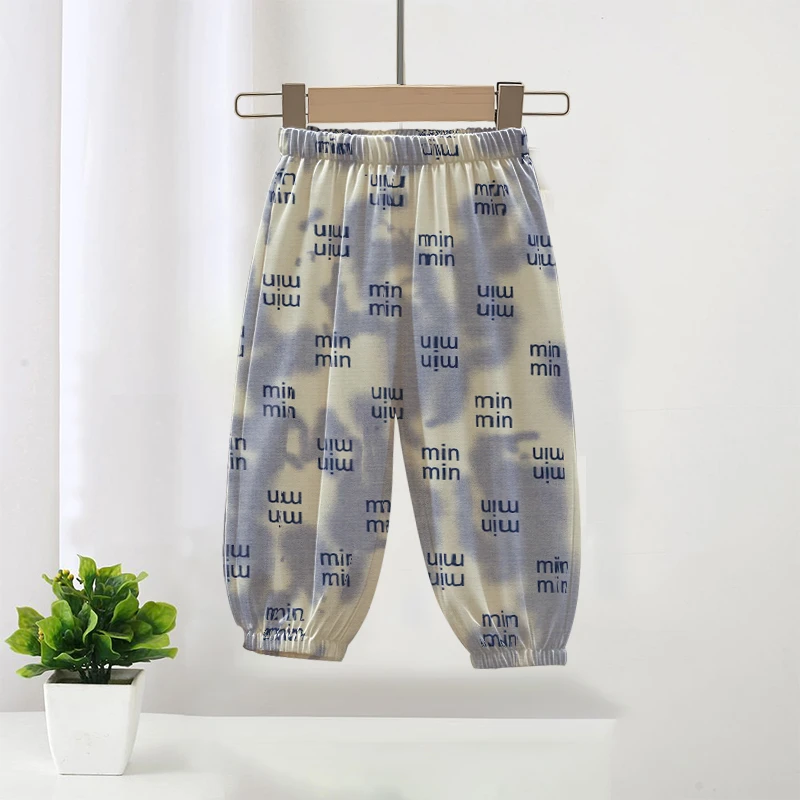 儿童夏季裤子女宝宝冰丝长裤女童透气灯笼裤中小童薄款冰丝休闲裤