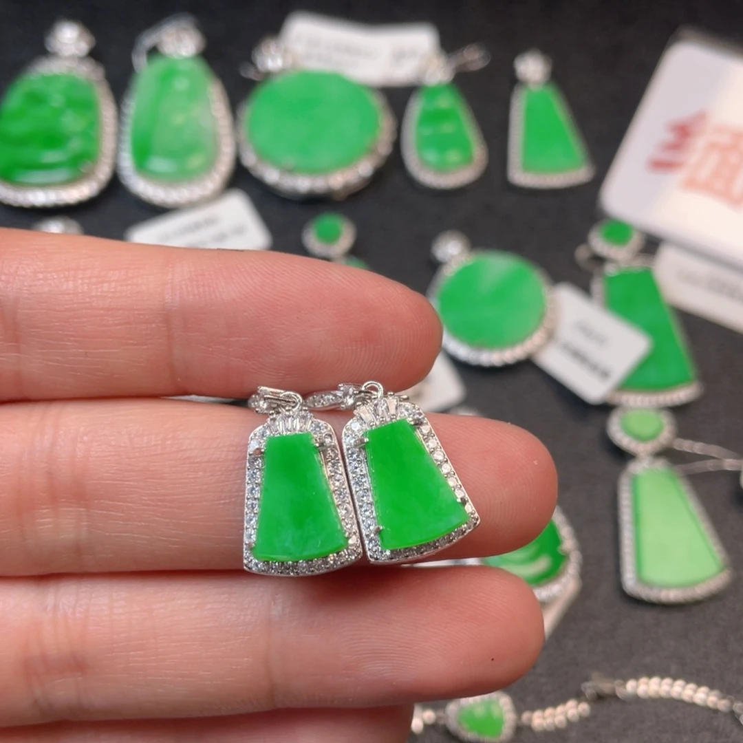 翡翠吊坠(不含链)银S925镶嵌