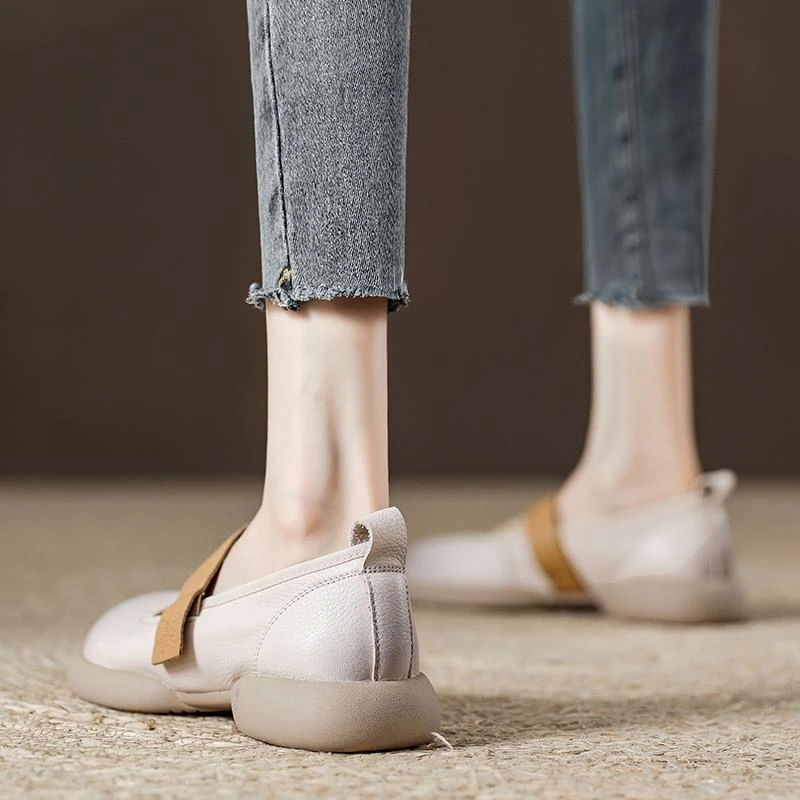 【澳门专柜正品】夏天真皮浅口一脚蹬玛丽珍女鞋头层牛皮休闲皮鞋20