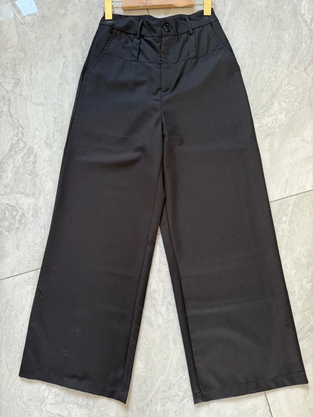 7016黑色休闲阔腿裤