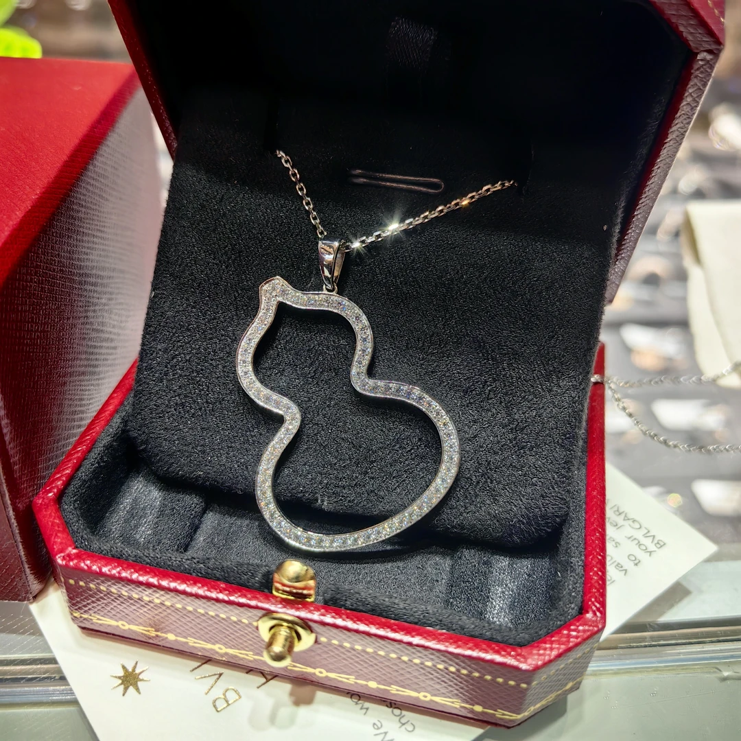 莫桑石莫桑石铂金Pt950铂金镶嵌莫桑石大葫芦项链时尚百搭毛衣链