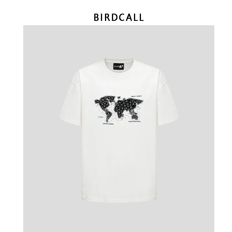 BIRDCALL国潮重磅纯棉温变短袖新款美式潮流夏季印花T恤男款上衣