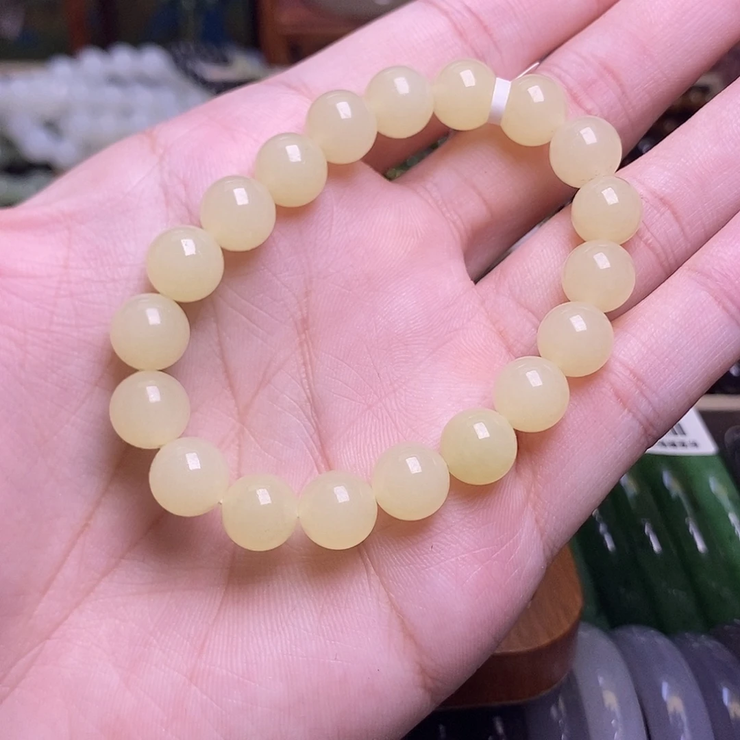 和田玉未镶嵌颈饰黄口手串10mm左右