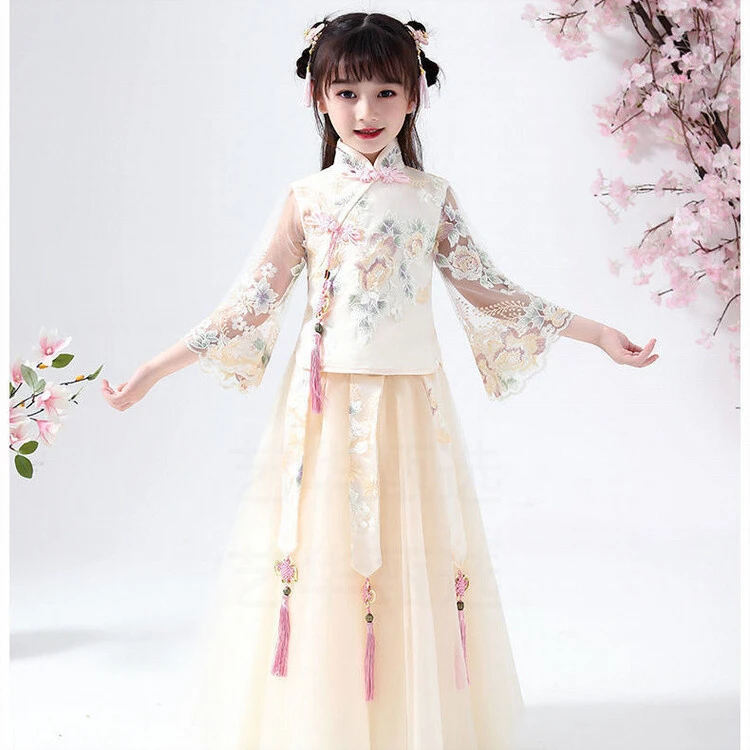 汉服中国风旗袍儿童国潮小女孩超仙旗袍唐装中女童夏季汉服女童