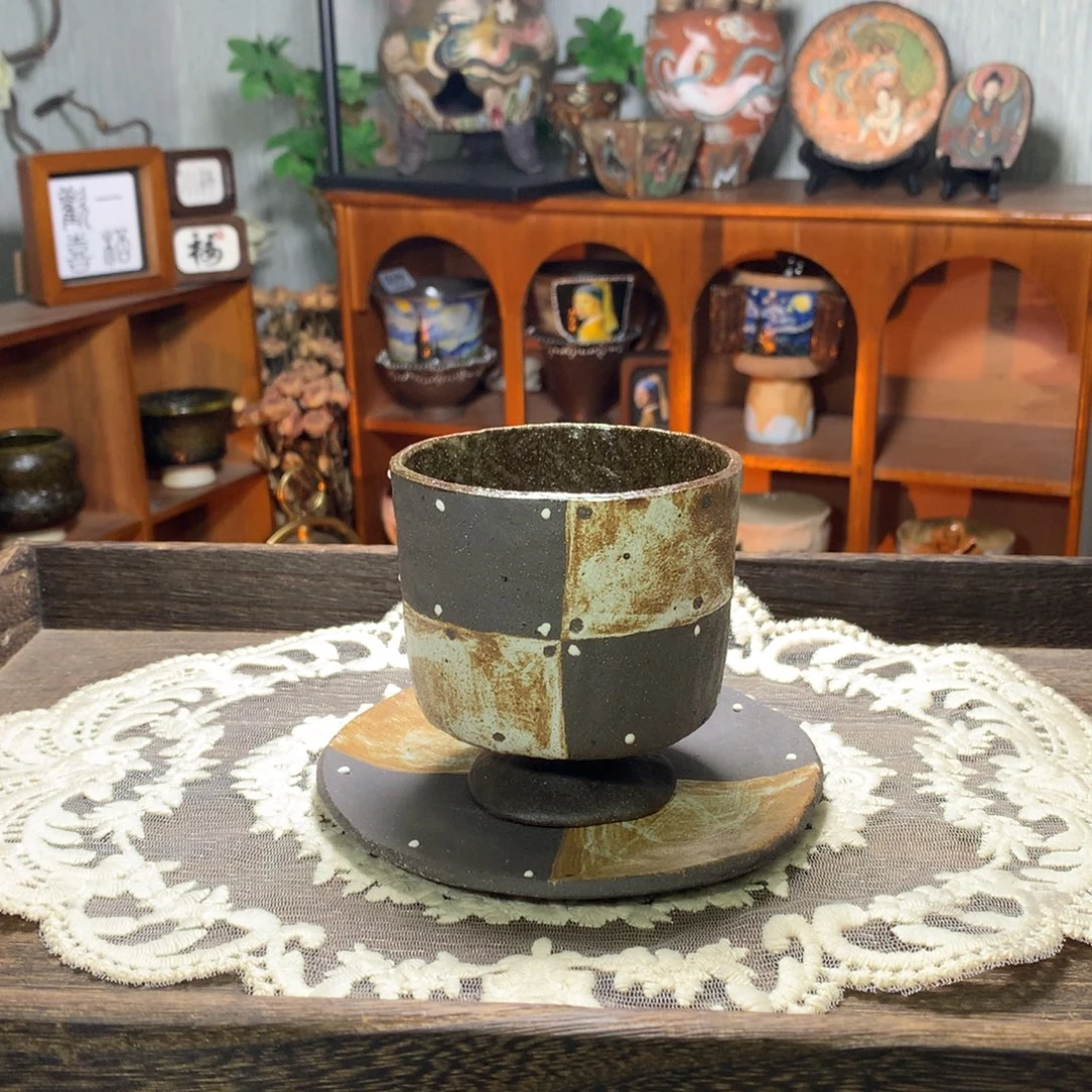 陶·斑驳做旧中古风杯碟套装