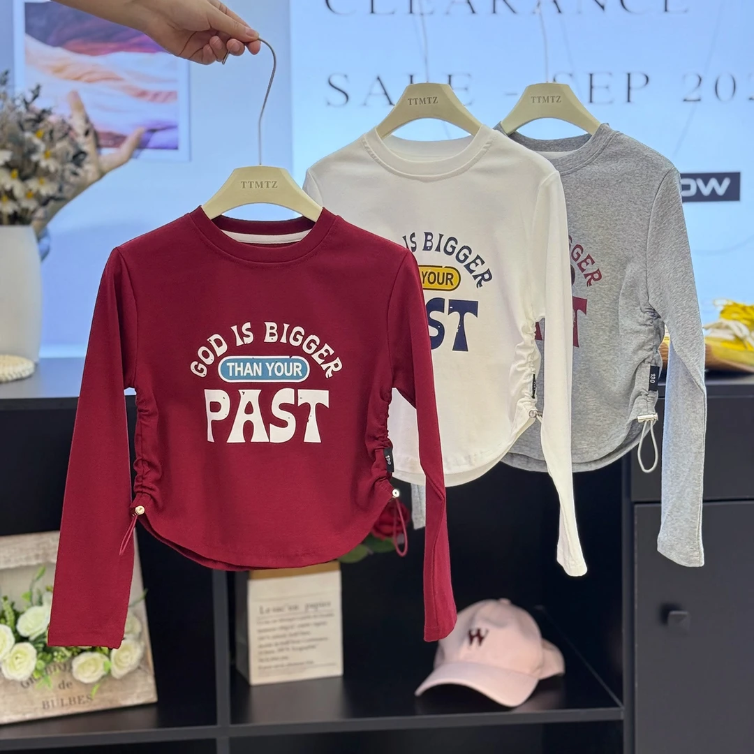 【高品质】女童简约打底衫印花字母百搭上衣卫衣2522