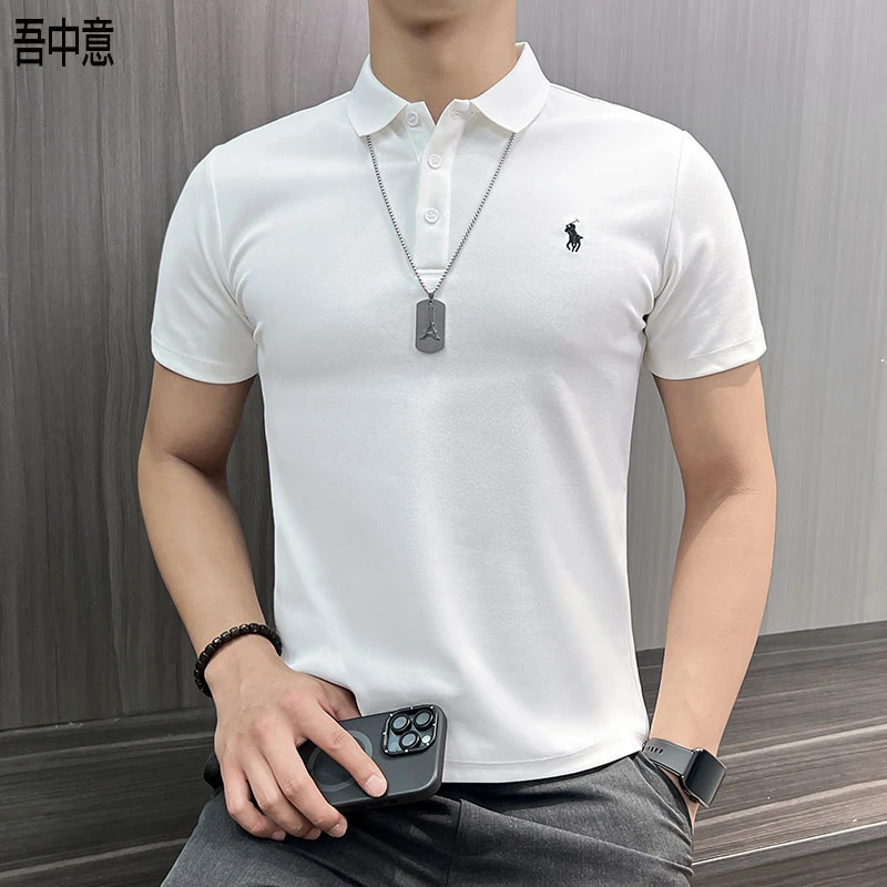 男士polo衫短袖夏季薄款修身翻领刺绣体恤商务休闲时尚百搭T恤男