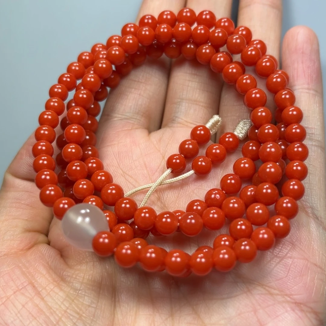 南红玛瑙柿子红108手串5mm+未镶嵌