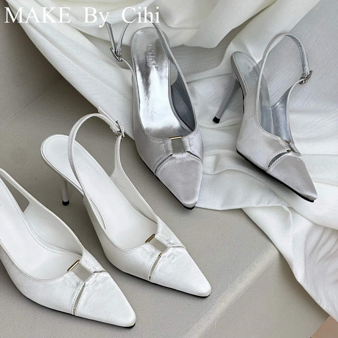 Cihi設計'makerspace'-【禅溪】月光恋人｜绸缎新款浅口 细跟尖头