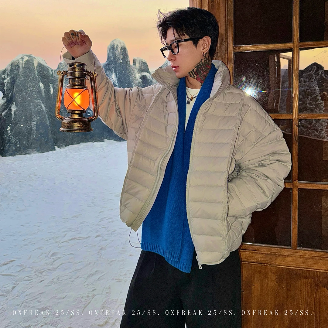 OXFREAK「切割线 轻量化」90白鸭绒排骨羽绒服男立领冬季保暖外套