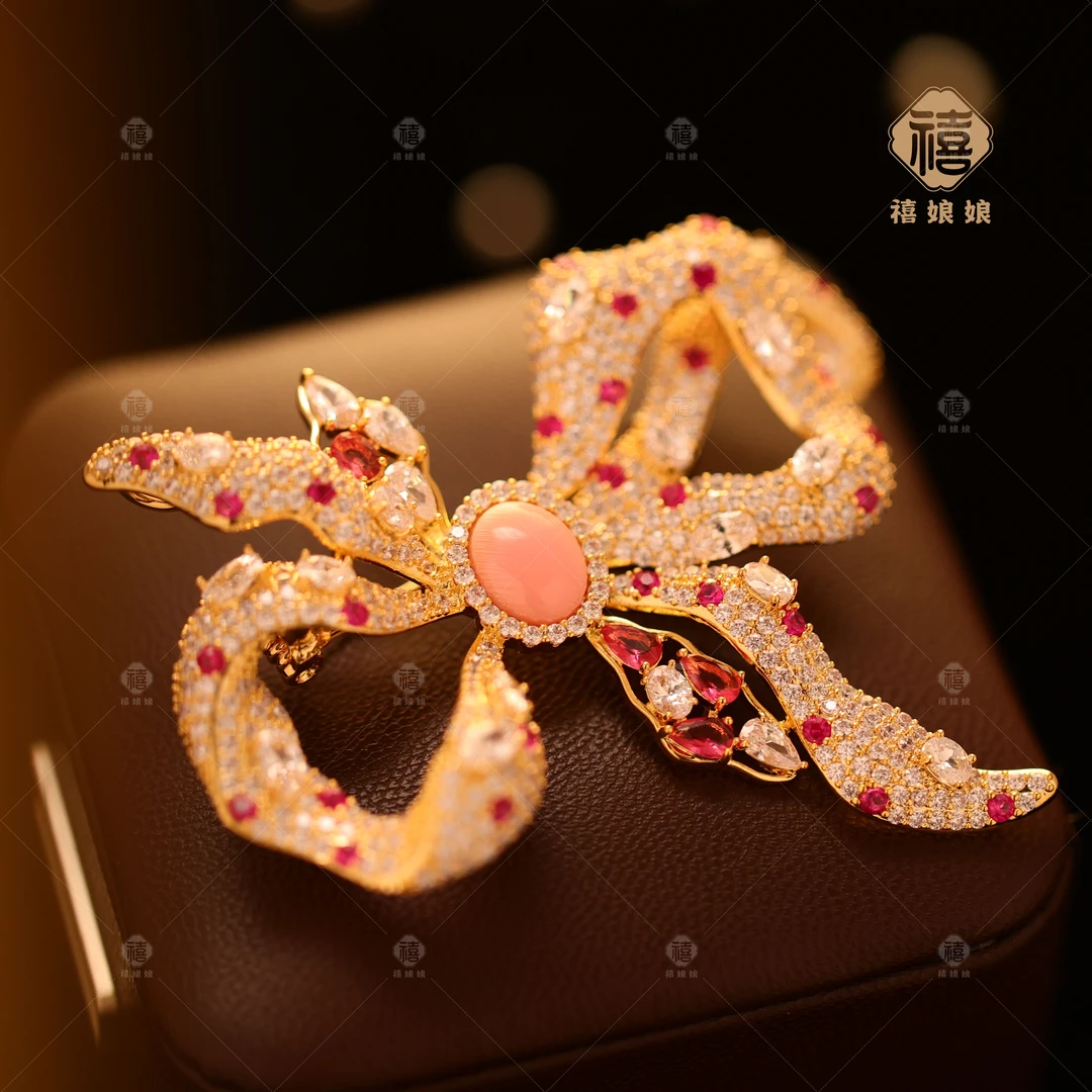 铜合金仿水晶胸针 澜七-小众手工时尚创意复古大衣胸针-S3791