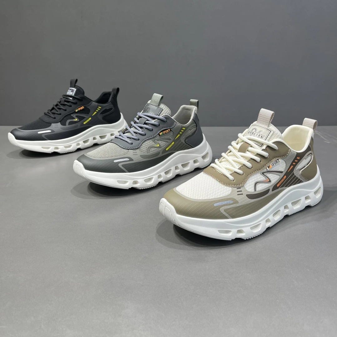 欧丽龙男鞋优质滴塑透气飞织运动休闲鞋广州超轻发泡底潮鞋98911