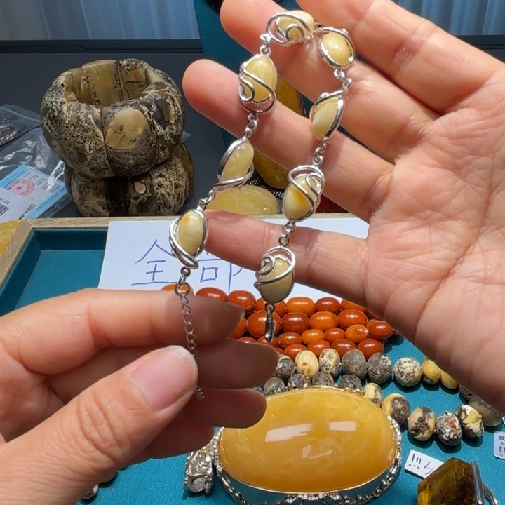 琥珀未镶嵌手链波兰设计琥珀蜜蜡
