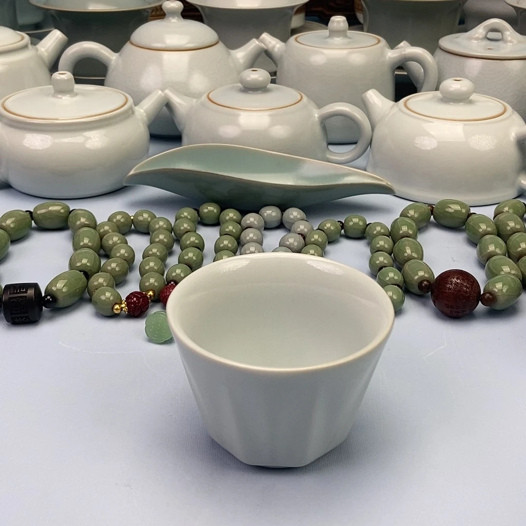 杯月白棱形杯原矿原釉原产地