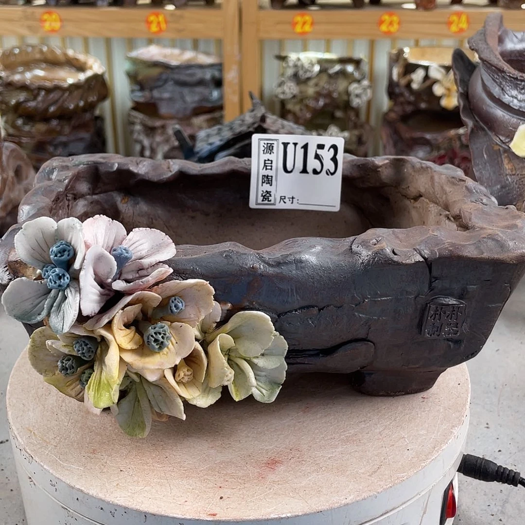 紫砂花盆景德镇陶瓷花盆153