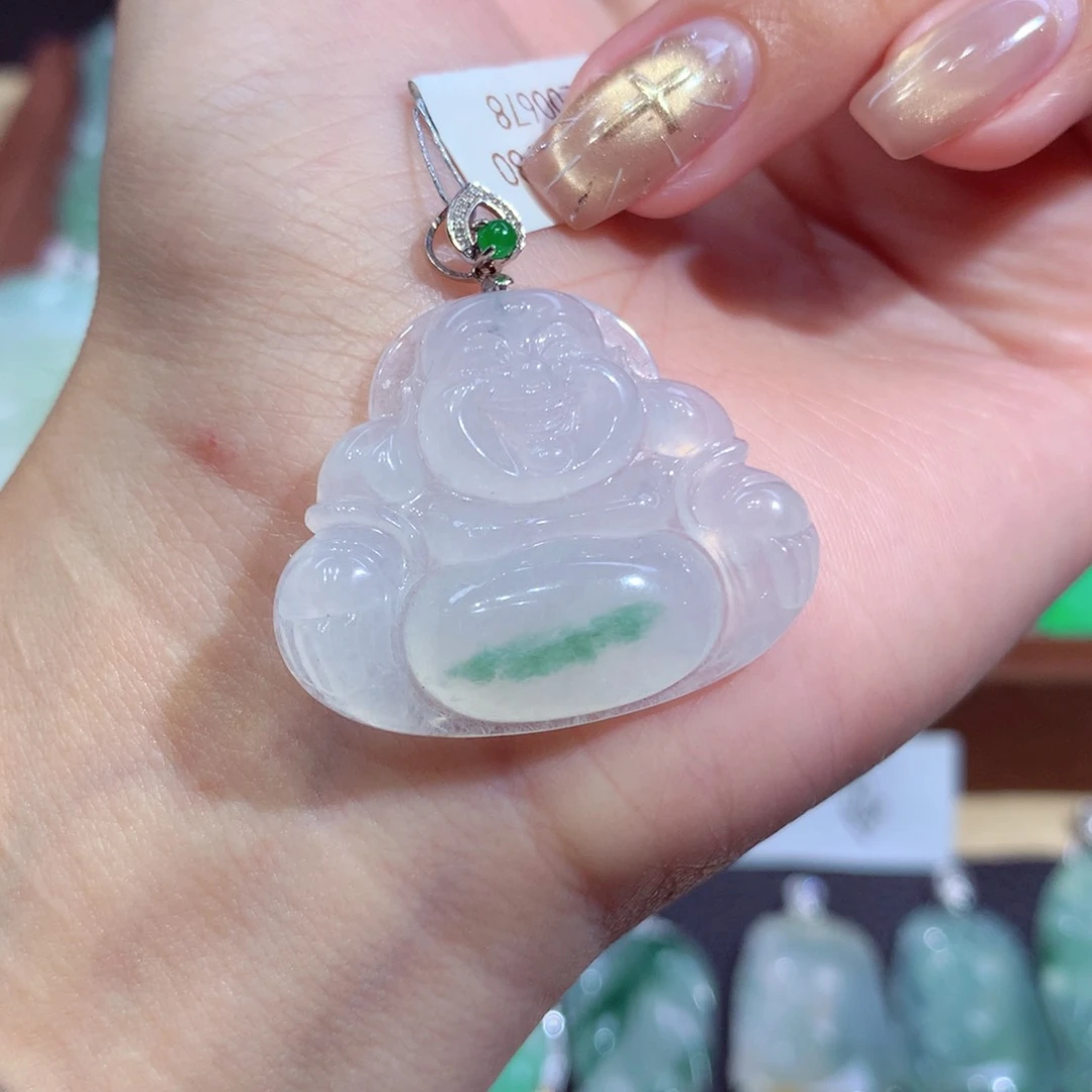 吊坠(不含链)18K金镶嵌翡翠