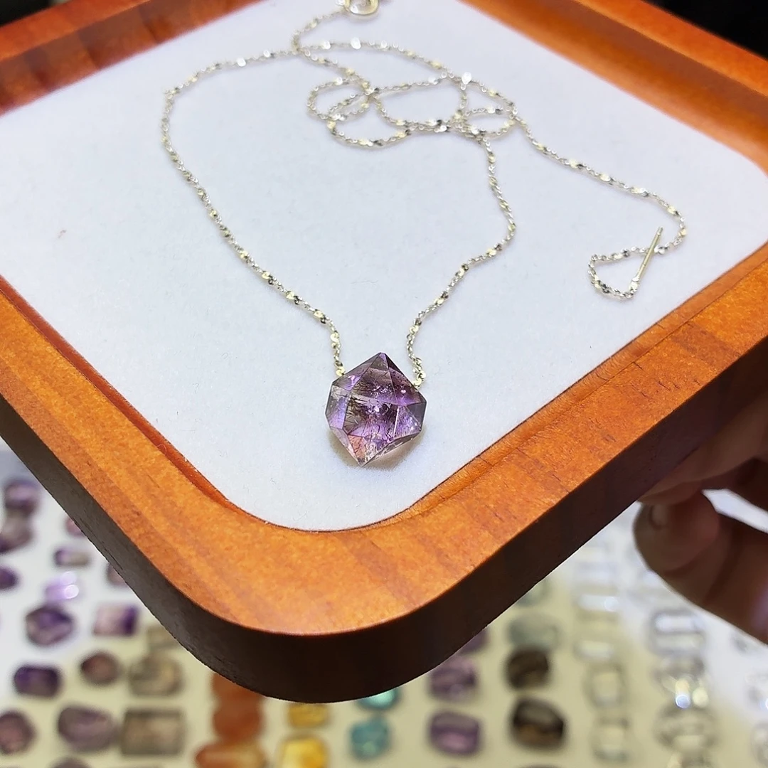未镶嵌吊坠(不含链)水晶紫超七  随形 打孔定制不退换