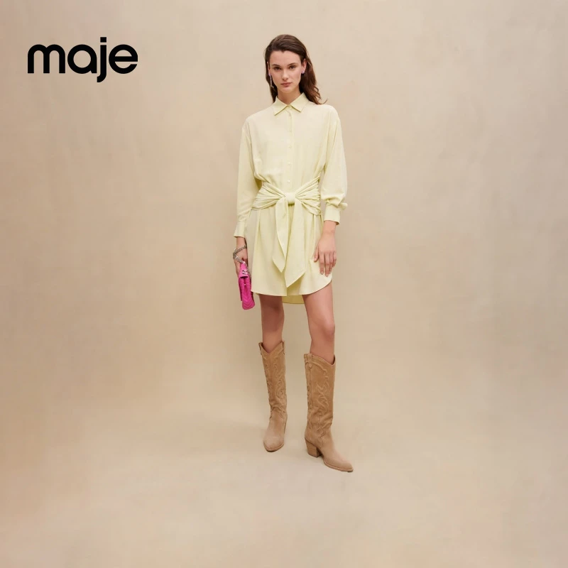 【一秒入夏】Maje春夏女装时尚收腰衬衫式连衣裙MFPRO02964