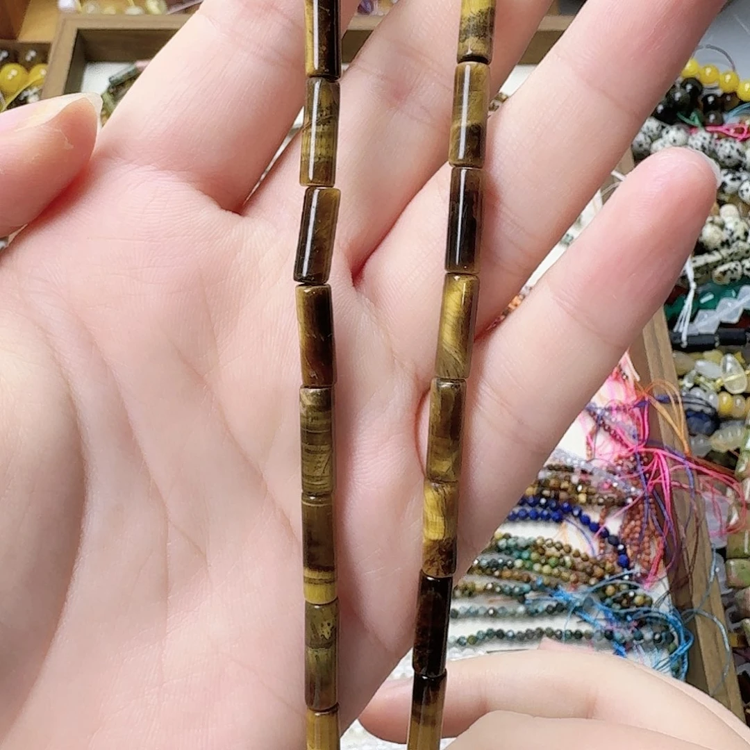 未镶嵌玛瑙/玉髓珠宝半成品虎眼卡4圆管一条